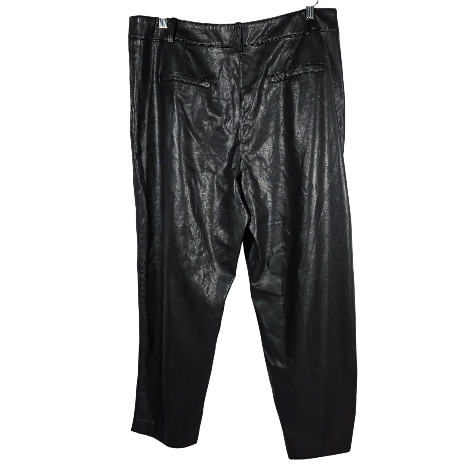 Calvin Klein Faux Leather Pleated Pants Black‎ Womens Size 14 - Image 2