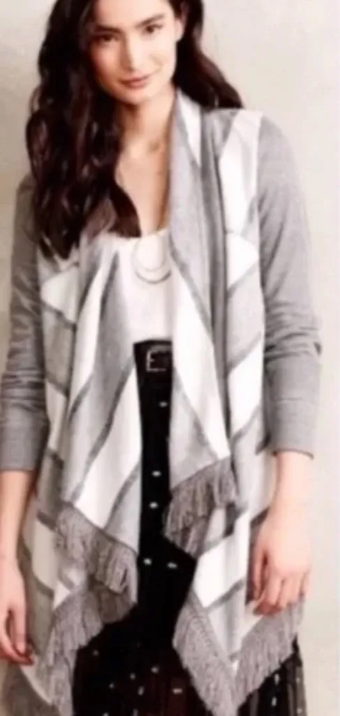 Anthropologie Saturday Sunday Gray‎ Fringe Cardigan Sz XS - Image 2