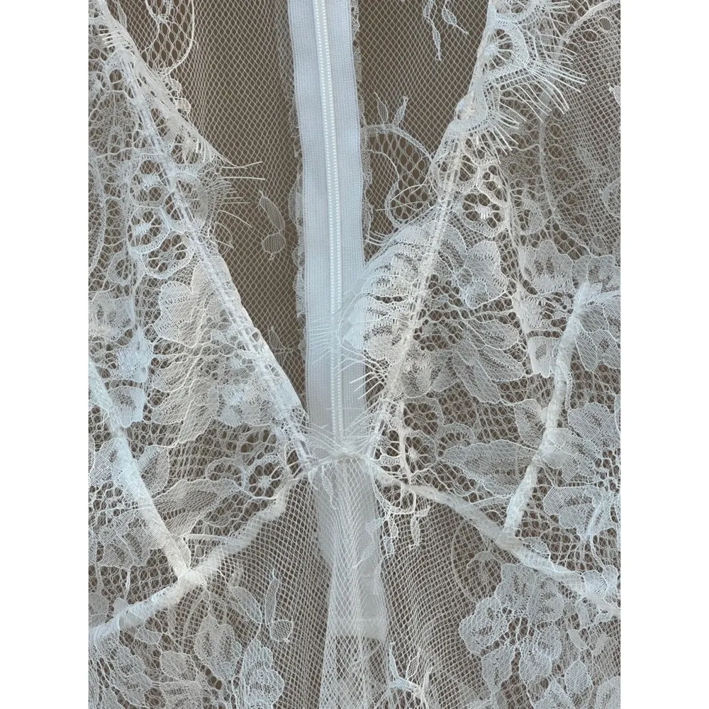 Lovers + Friends  Revolve Rita Teddy White Sheer Lace Revolve Large - Image 4