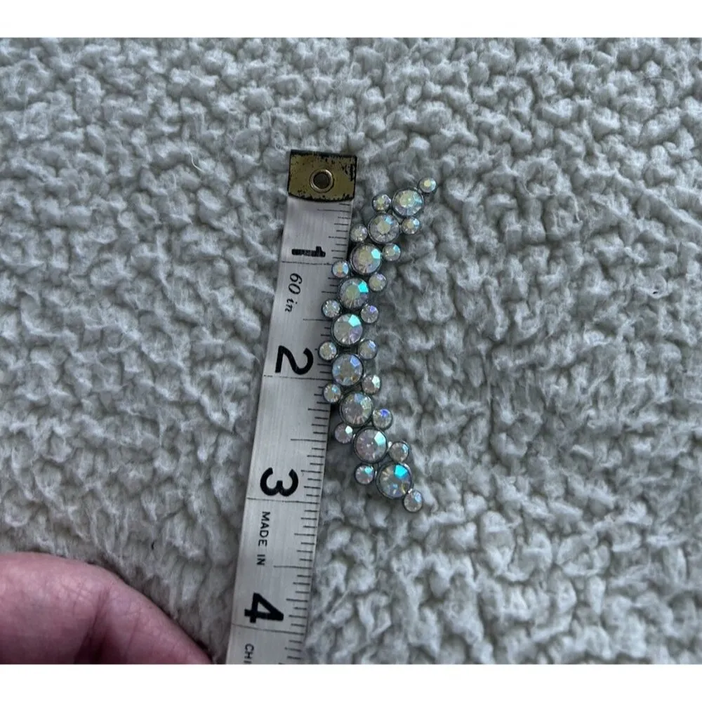 VINTAGE AURORA BOREALIS HALF MOON CRESCENT BROOCH PIN Blue - Image 3