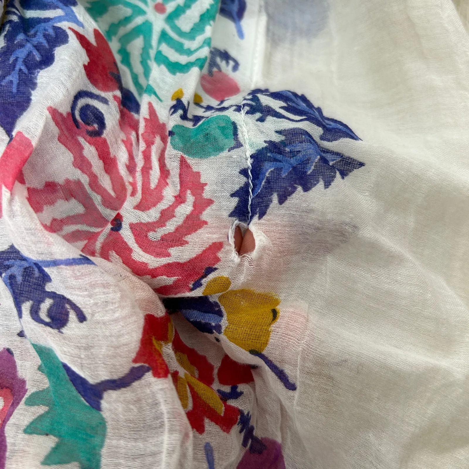 ROLLER RABBIT Swim Coverup Kaftan Womens Size XS Floral Pom Pom Boho Vacation - Image 10