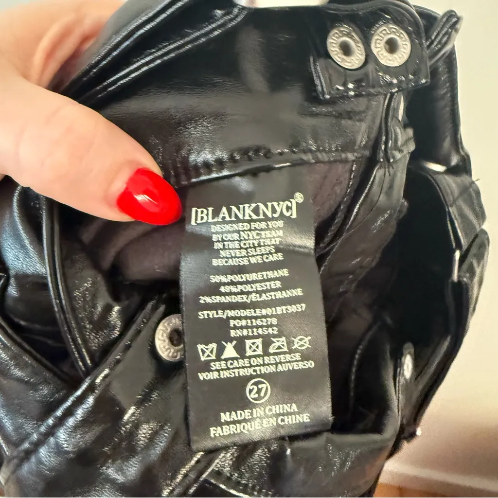 BlankNYC Other Worldly Black Faux Leather Overalls 27" NWT - Image 6