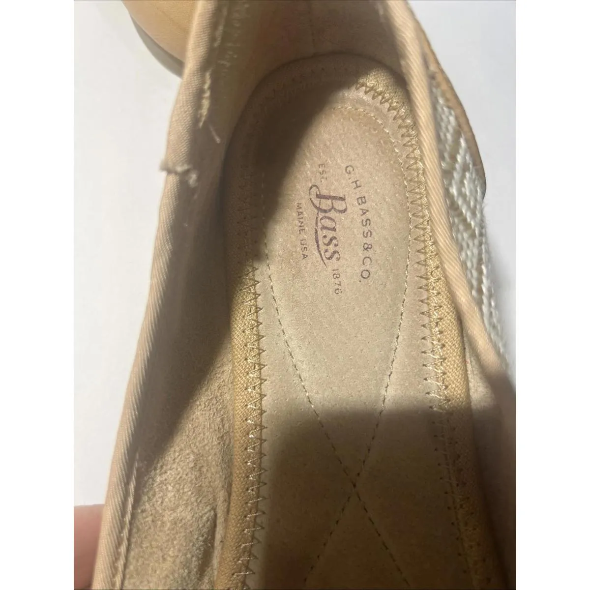 BASS LACY Raffia Tan Ballet Flats Sz 8M Classic Comfort Style Academia Made USA - Image 8