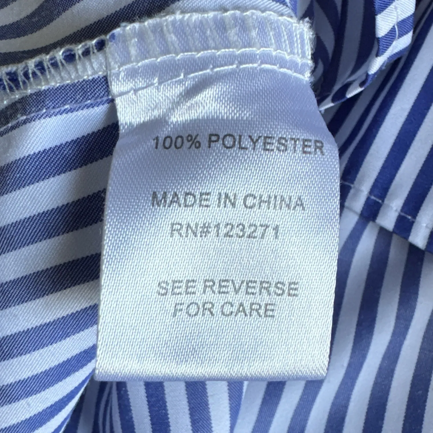 Stella Tweed‎ Women's XL Off-Shoulder Blue Striped Floral Embroidered Blouse - Image 10