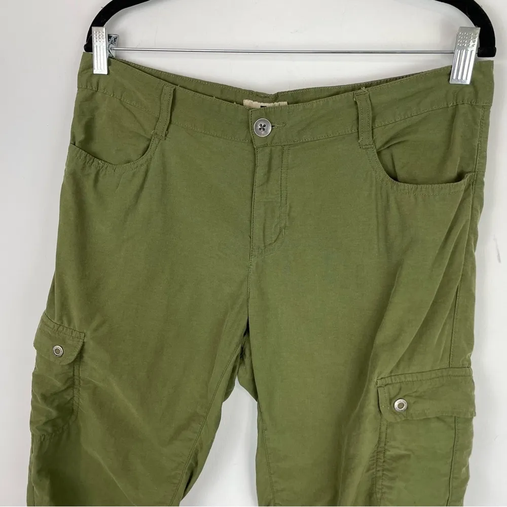 Woolrich Outdoor Hiking Cargo Crop Pants Sz 8 Ruched Army Green Cotton - Image 4