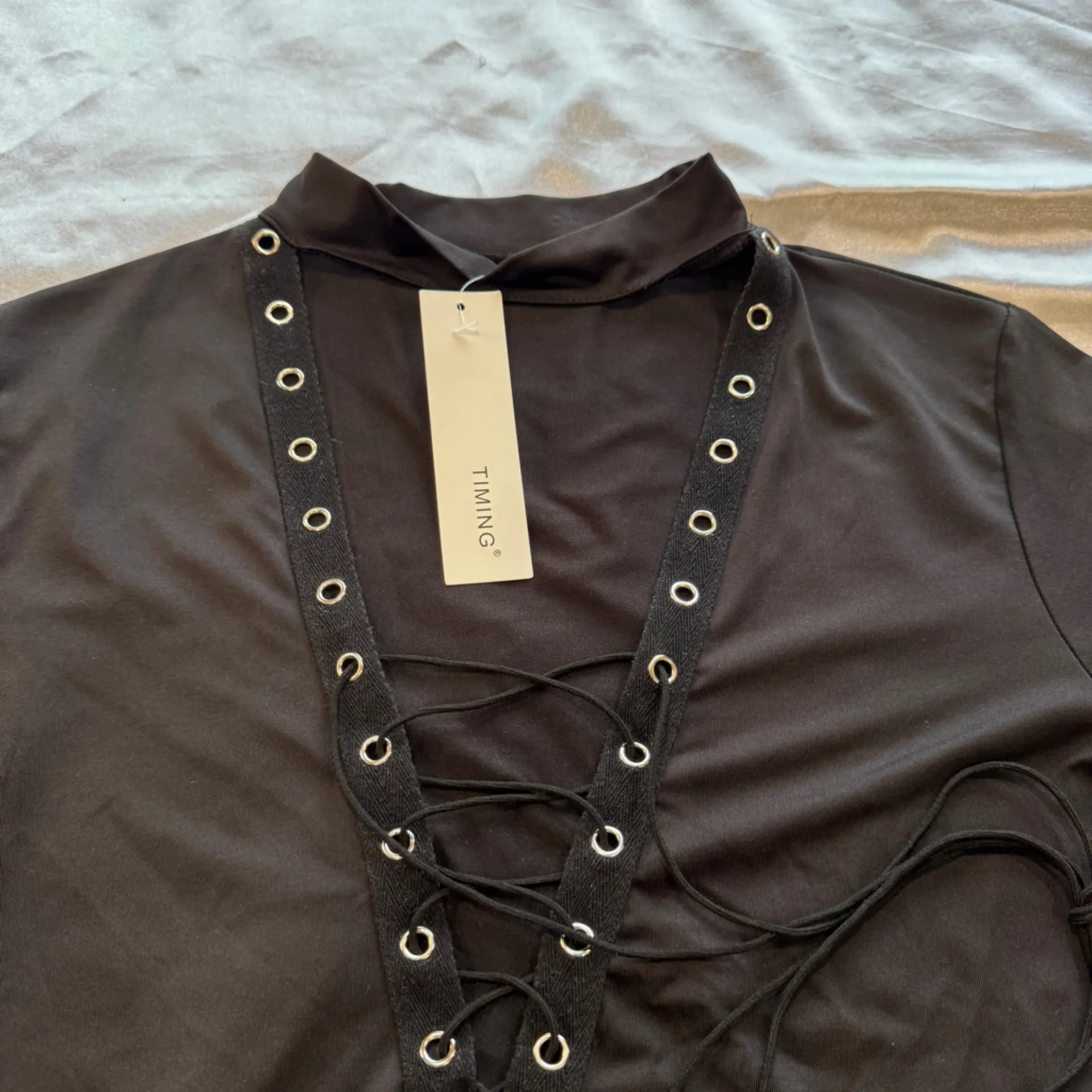 Black Lace-Up Dress - Image 4