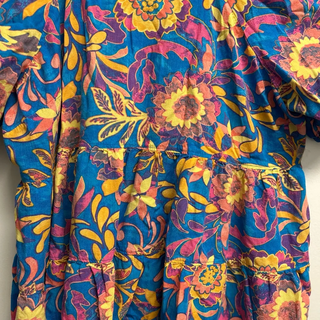 Floral Puff Sleeve Top - Multicolor - Image 2