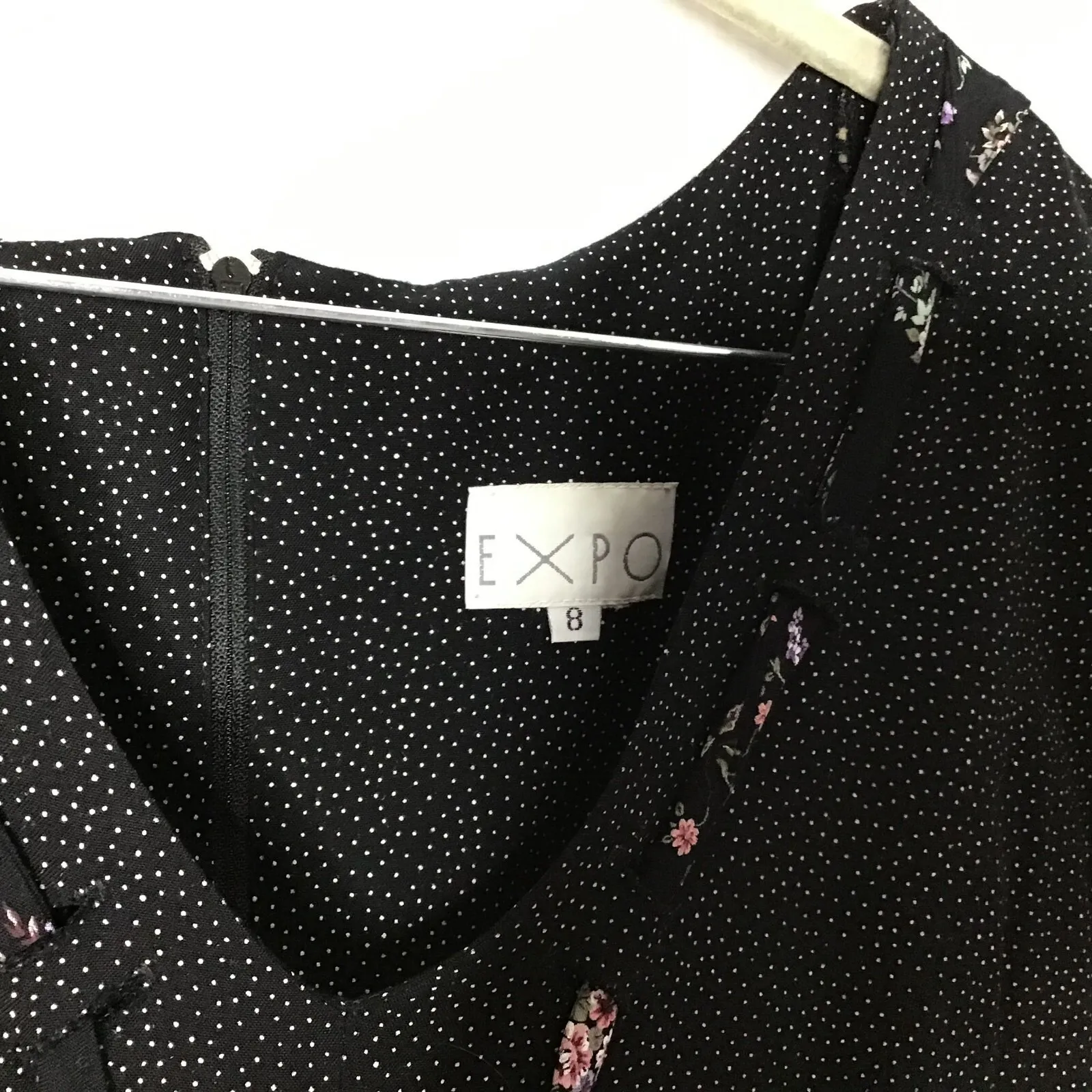 Expo Womens Black Dotted Short Sleeve‎ V - Image 6