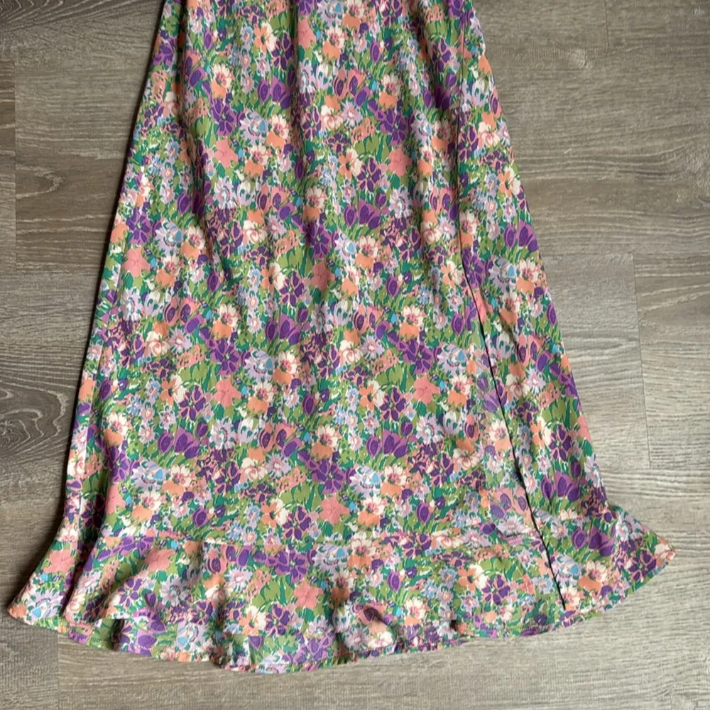 Astr The Label Floral Cross Back Ruffle Strap Midi Dress XS - Image 5