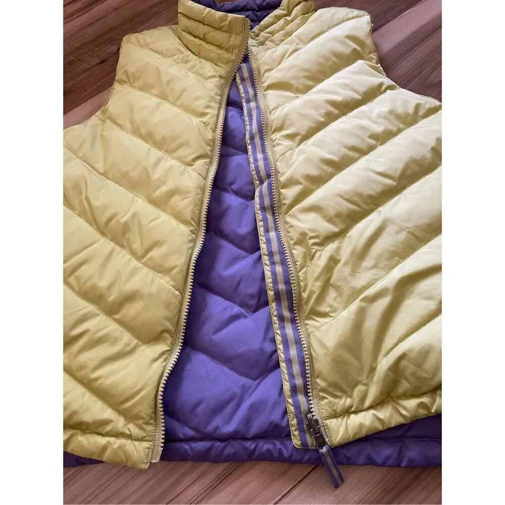 COLDWATER CREEK Womens Reversible Goose Down Vest size medium Yellow and Purple - Image 4