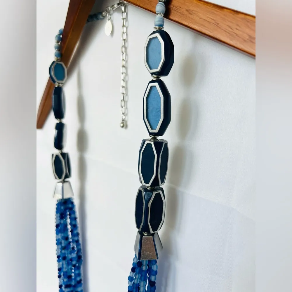 Chico’s | Blue Beaded Multi-Layer Rope Necklace - Image 3