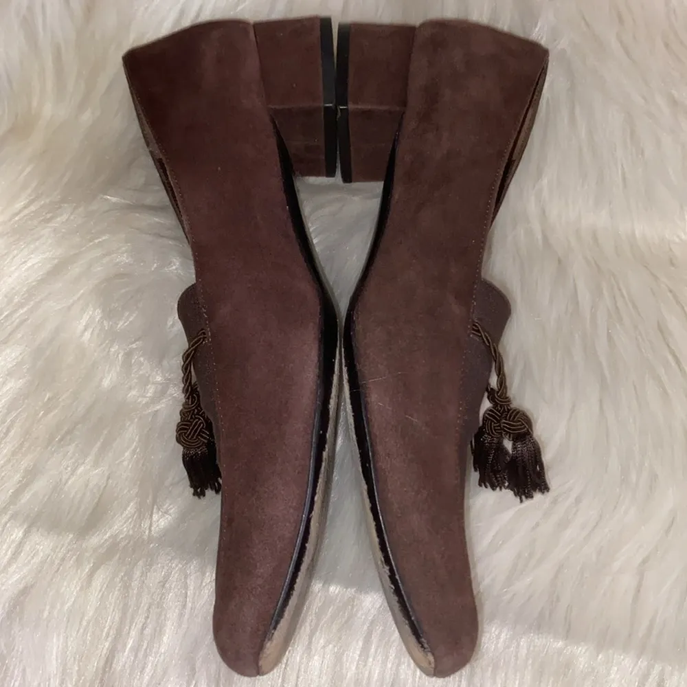 Salvatore Ferragamo Shoes Women’s Size 8.5 B Suede Tassel Loafer Heels Pumps - Image 6
