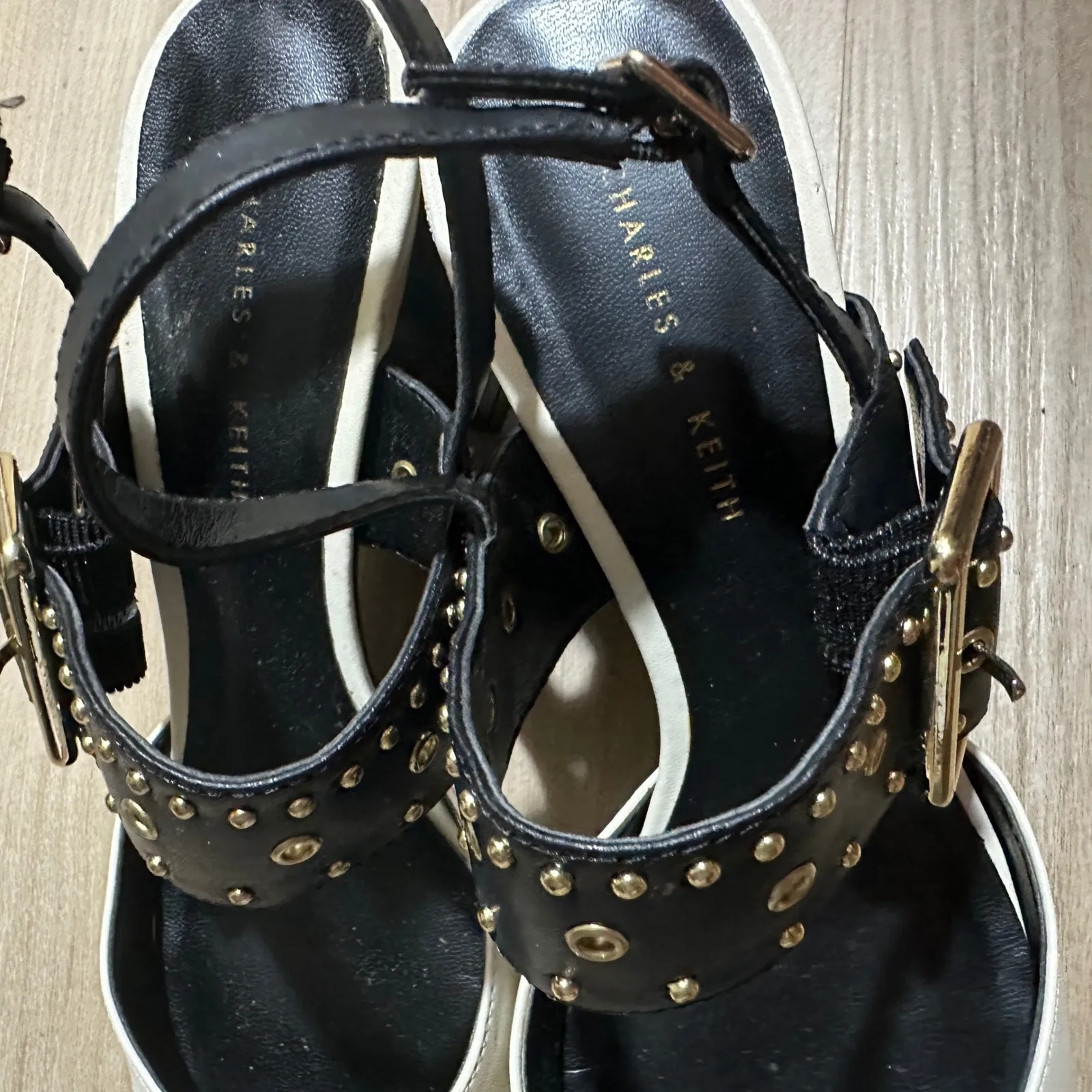 Charles & Keith Pointed Slingback Heel Studded Ankle Strap Party Pumps 6 / 36 - Image 6