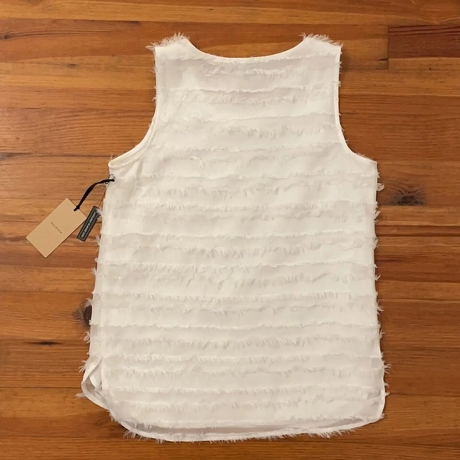 Halogen White Fringe Sleeveless Tank Top Camisole Blouse Womens Small NEW - Image 5