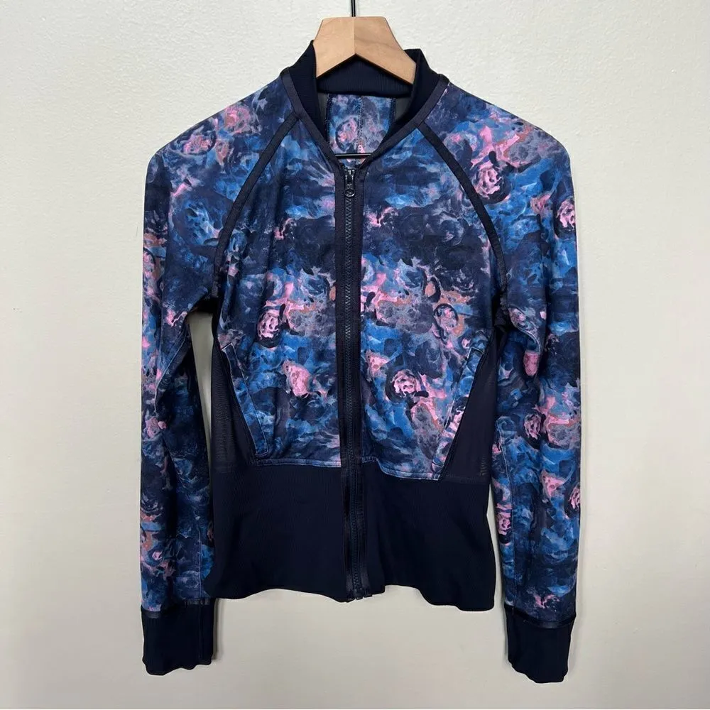 Lululemon If You’re Lucky Jacket in Moody Mirage Bark Berry Navy Floral Zip Up - Image 5