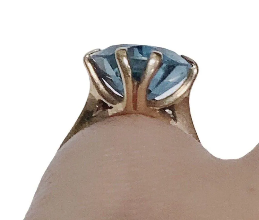 Vintage Women’s 10KT 10k Yellow Gold Signed Siffari Blue Topaz Ring 6.5 - Image 8