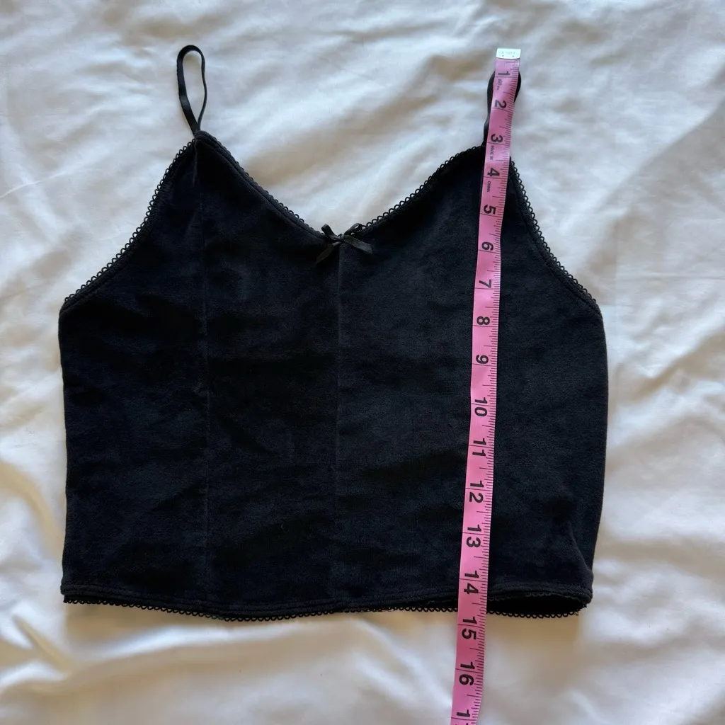 Spoiled Angel Black Velour Faux Velvet Cami Tank Top Dainty Emo Goth Lingerie Lg - Image 5