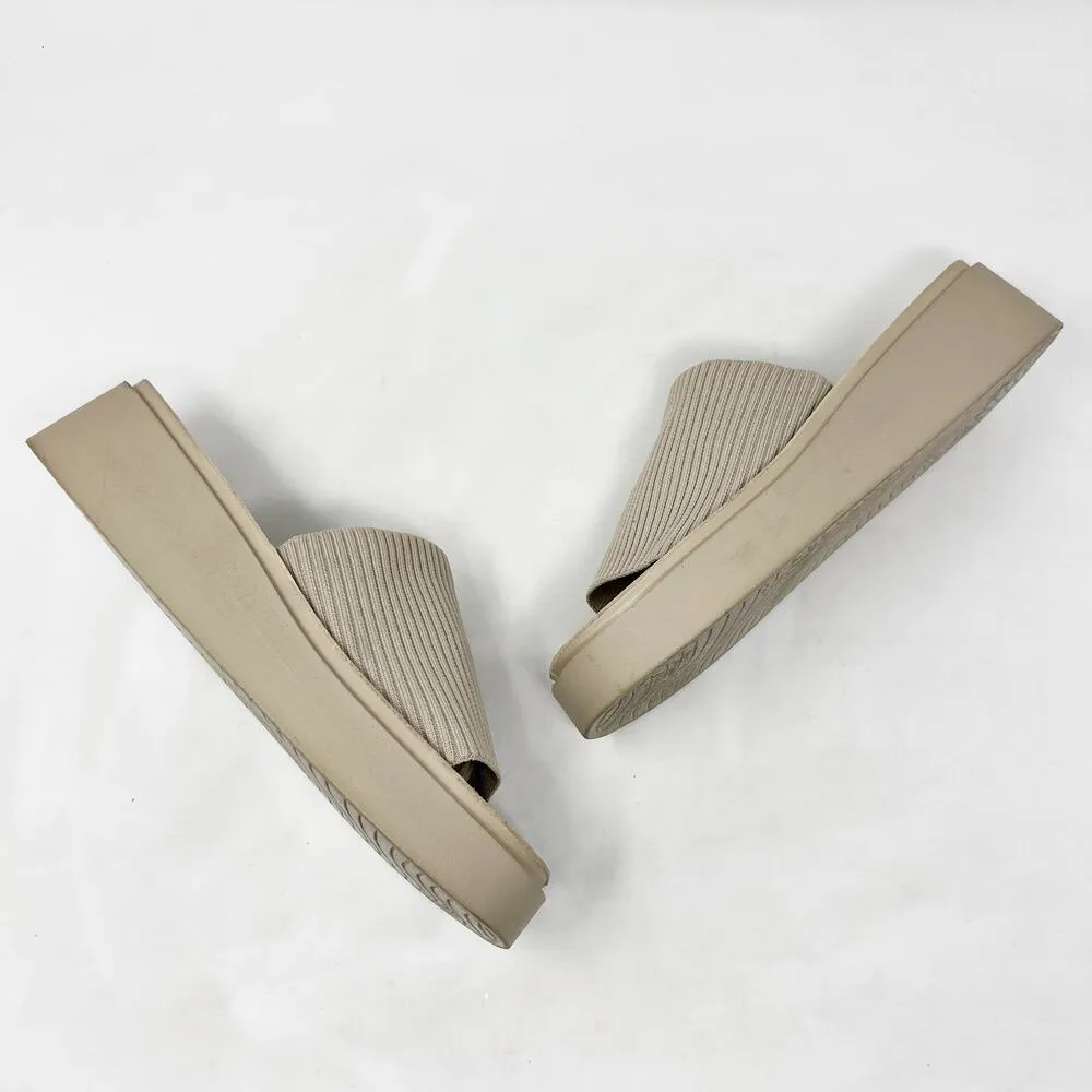 [Steve Madden] Balanced Platform Sandals Natural Tan Slip On Slides Size 8.5 - Image 7