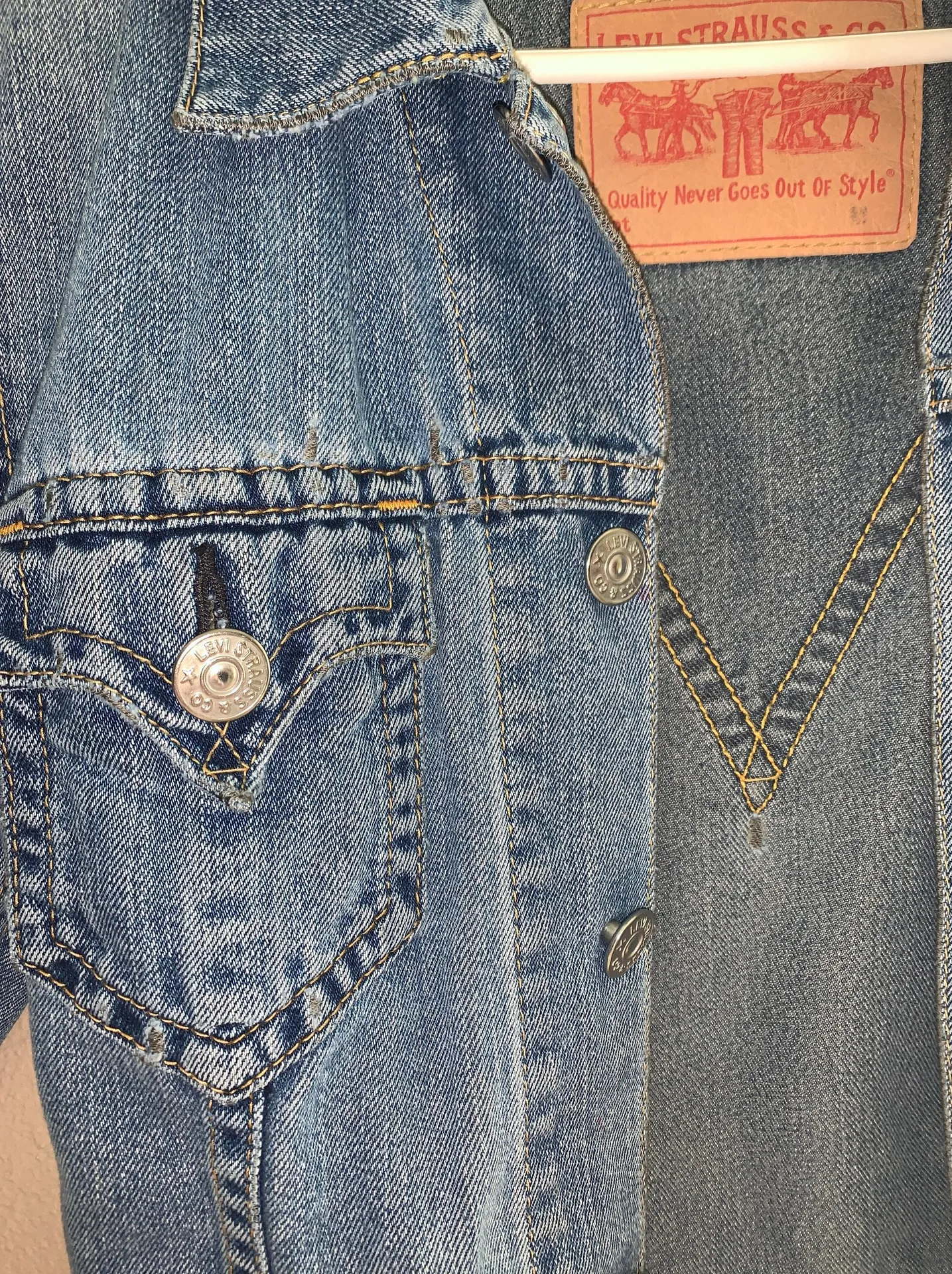 Levi’s Distressed Jean Jacket - Image 6