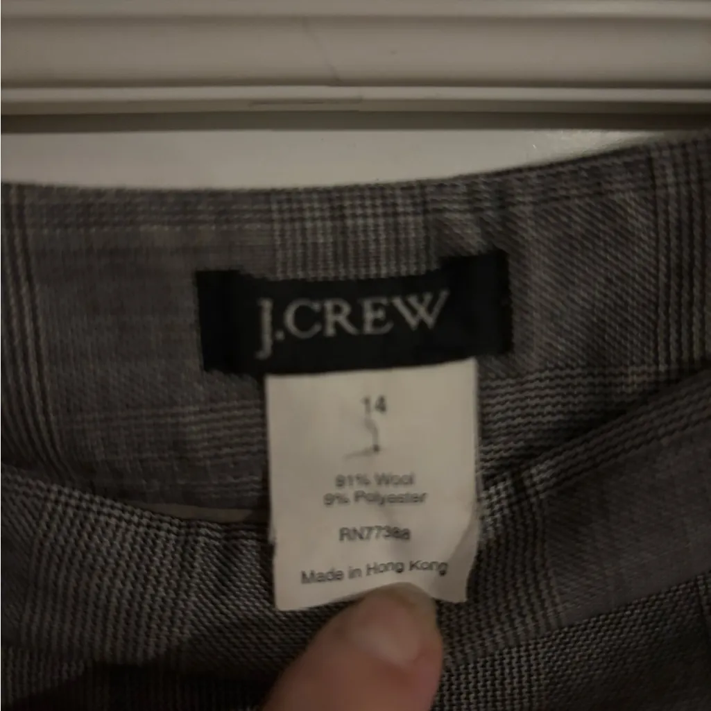 J.Crew Dress Pants Gray High Rise Cropped Straight Wool‎ Blend size 14 - Image 5