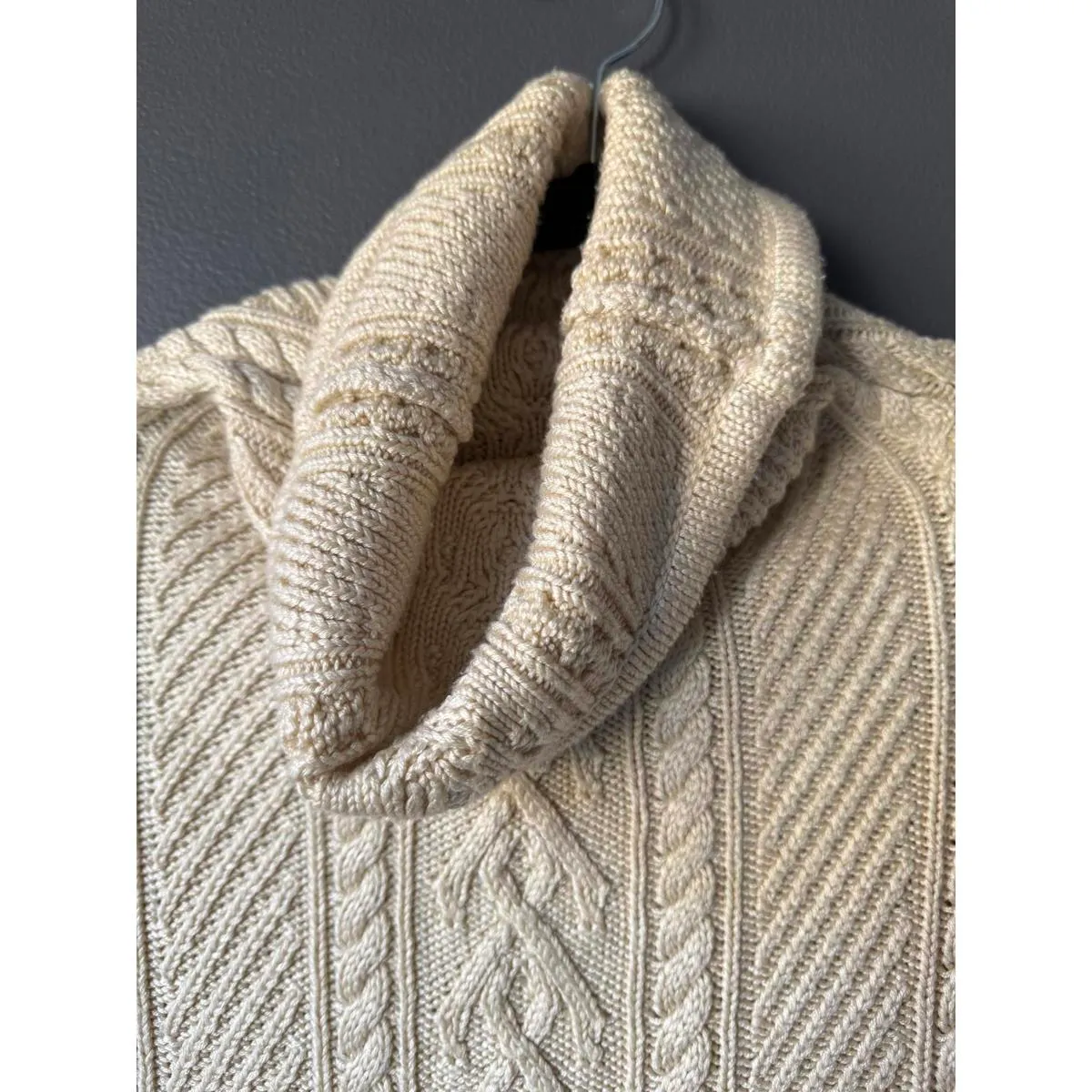 Cream Cable Knit Turtleneck Sweaterdress Size undefined - Image 3