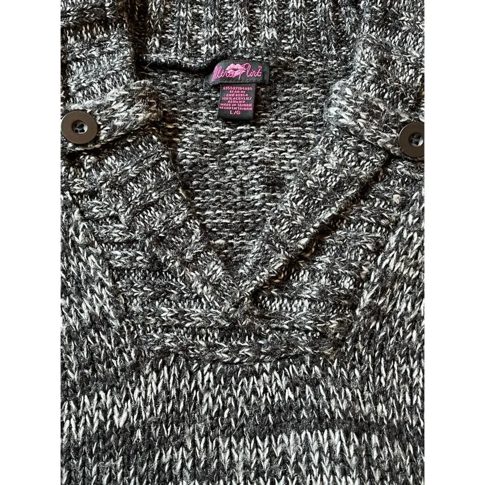 Ultra Flirt Black Marled Sweater Tunic Dress size Large (Junior) - Image 3