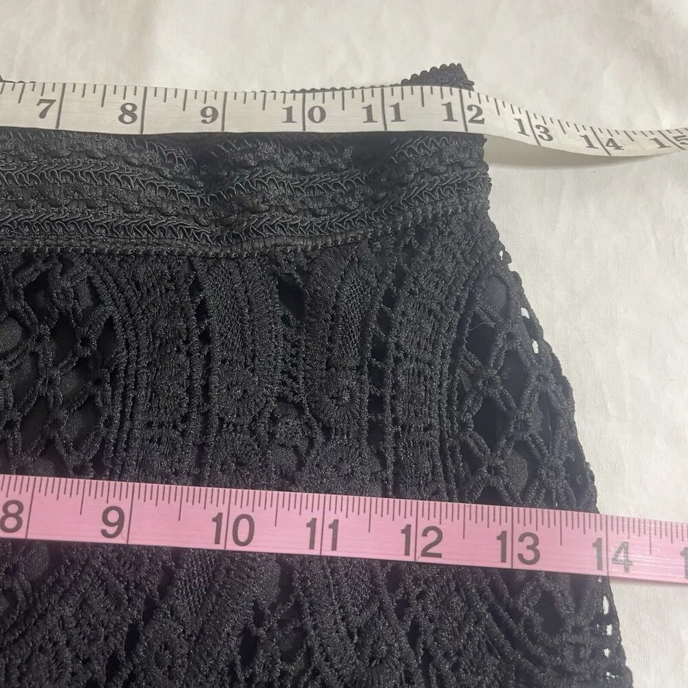 IRIS Womens Skirt Size Small Black Lace Midi Pencil Crochet Lined Modern Trendy - Image 14