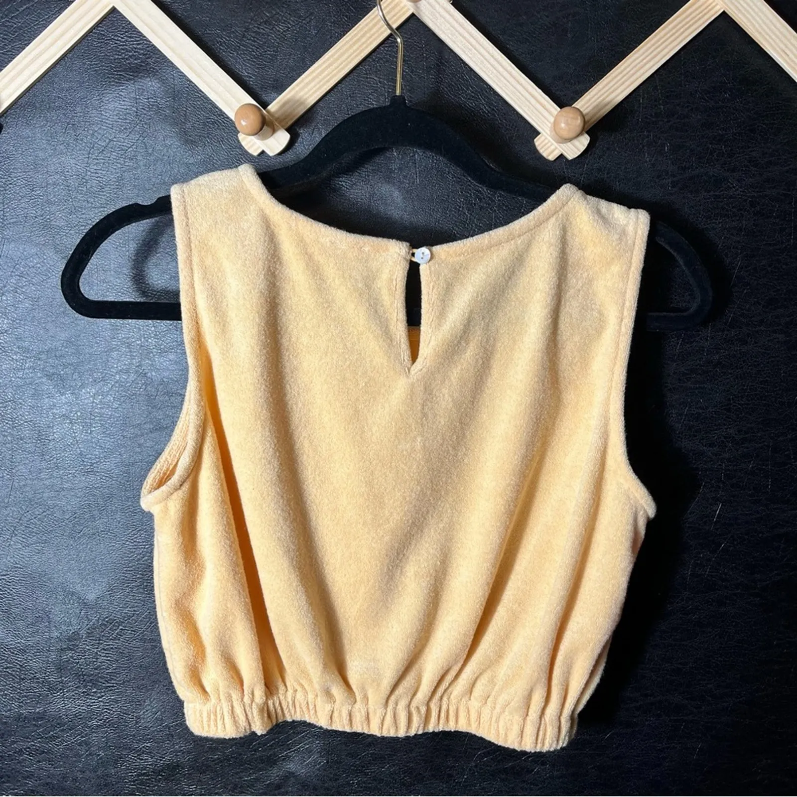 Mable Peach‎ Terry Cloth Crop Tank Top Size Small Orange - Image 2