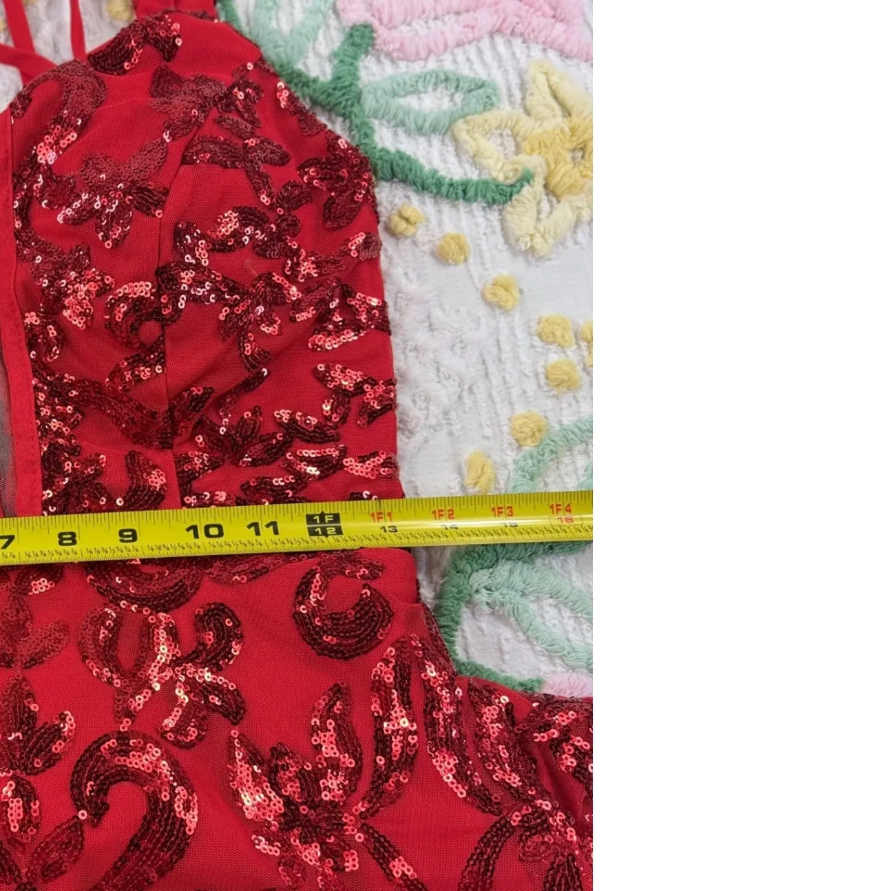 Sparkling‎ Red Sequin Lace Up Back Mini Dress Party Cocktail Formal Gown Size undefined - Image 4