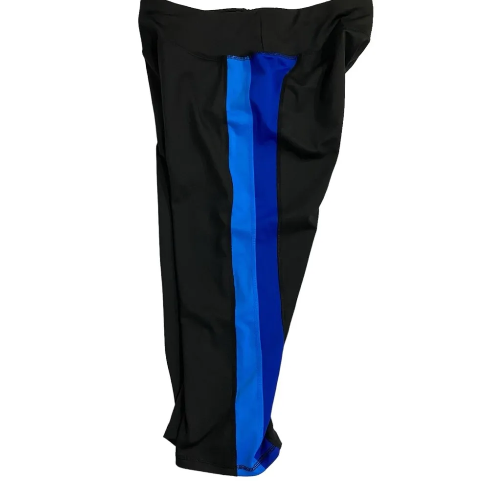 ATHLETIC WORKS Leggings Cropped Capris Size 8 Black Blue Drawstring Activewear - Image 3