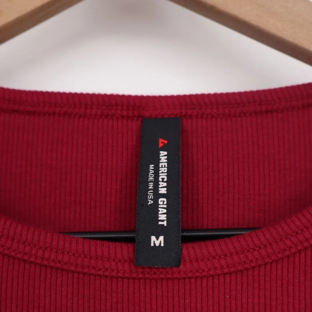 American Giant Classic Rib Long Sleeve Crew Neck T Shirt Red Size M Size M - Image 3
