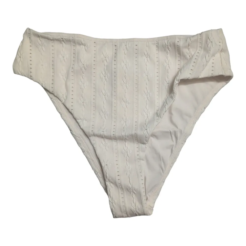 Andie 90s High Waisted Bikini Bottom Coconut (White / Cream) Textured S New - Image 2