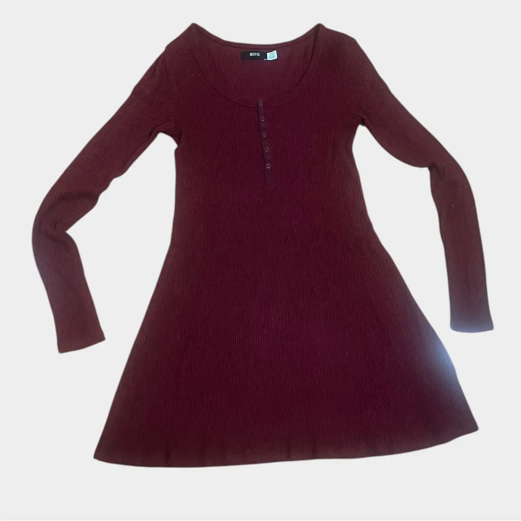 BDG Burgundy Long Sleeve Dress - Image 2