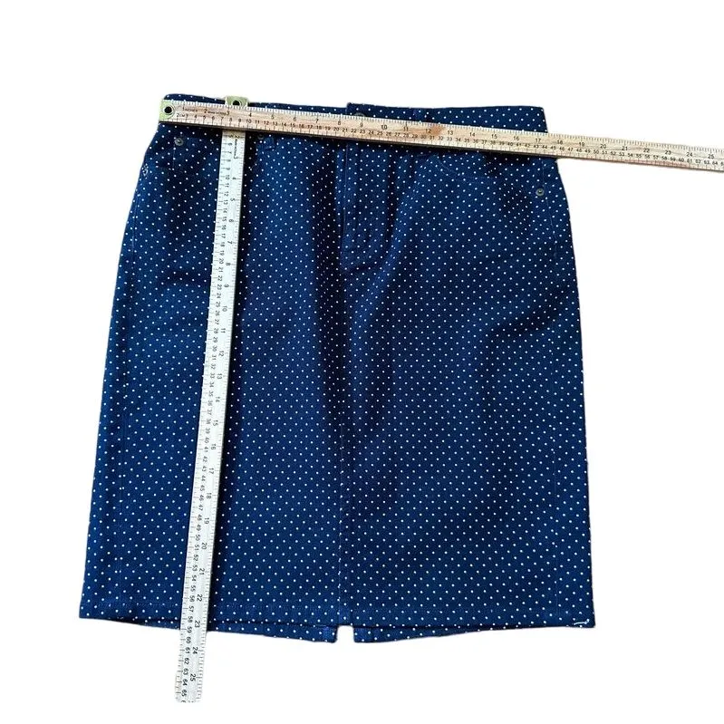 Lauren jeansco Navy Blue Polka Dot Pencil Skirt Classic Vintage Style KneeLength - Image 5