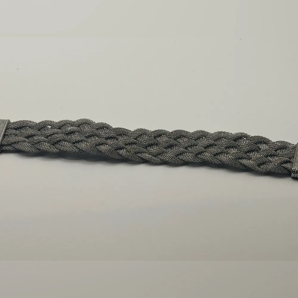 Vintage Silver Tone Metal Mesh Braided Bracelet 7” Length 1.25 Width - Image 7