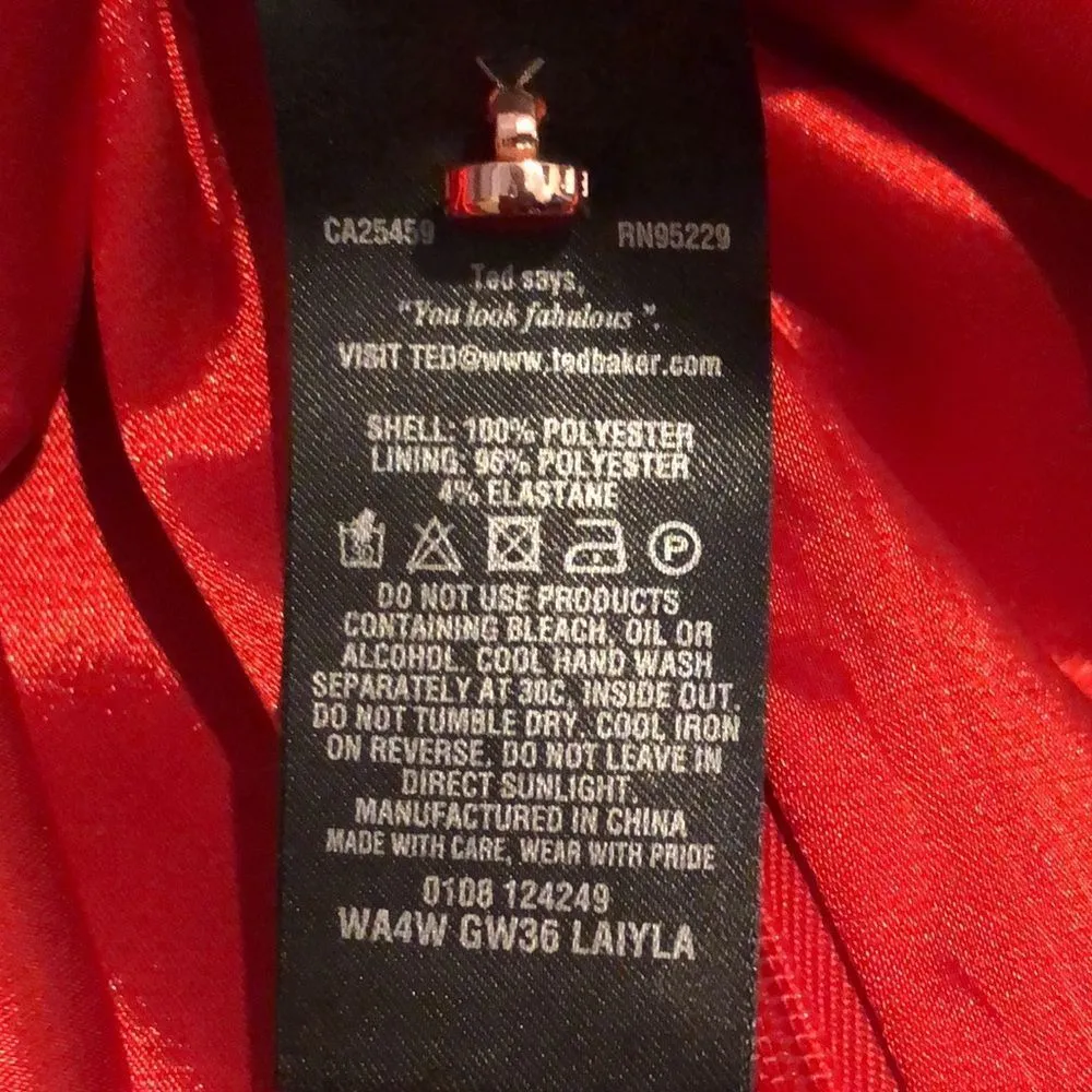 TED BAKER LONDON Red Sleeveless Holiday Dress Keyhole Accent On Back Sz 2 - Image 5