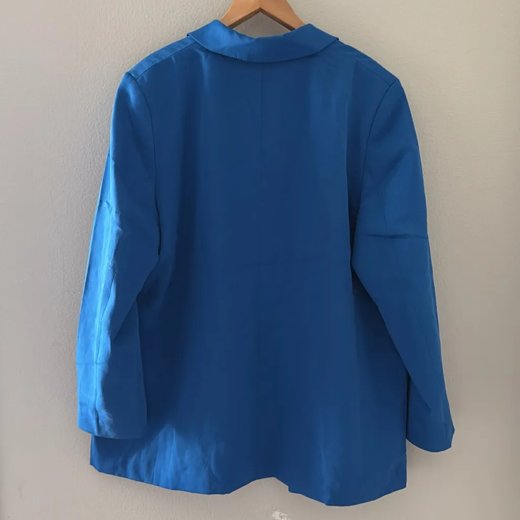 H&M Double Breasted Blazer Bright Blue Size Extra Large - Image 7