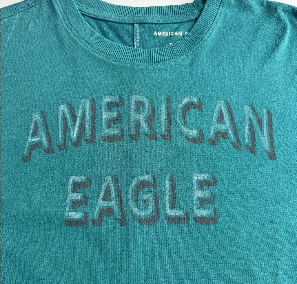 American Eagle Outfitters Graphic Dark Teal Short Sleeve Crop Tee Size XS - Image 6