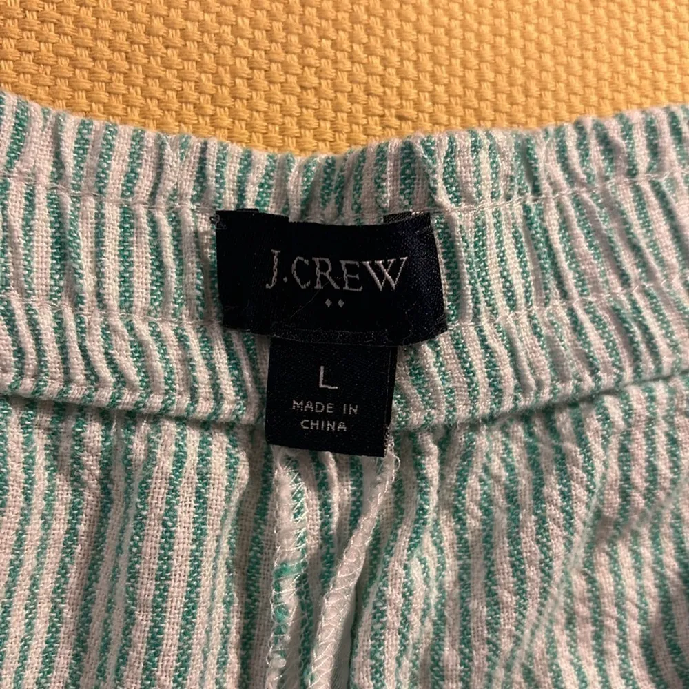 J. Crew Linen Striped Green Shorts - Image 4
