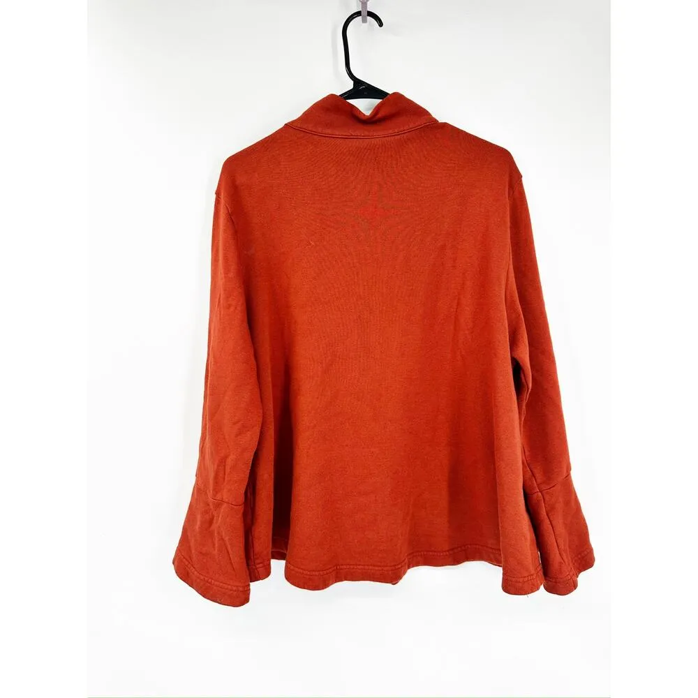 Bryn Walker Orange Button Front Bell Sleeve Collarless Bamboo Jacket Size Small - Image 2