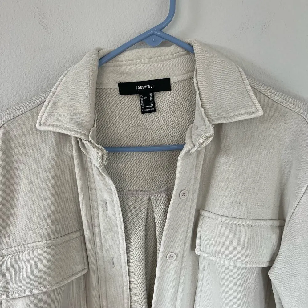 FP-style Forever 21 Shirt Jacket Shacket Beige (XS) - Image 2