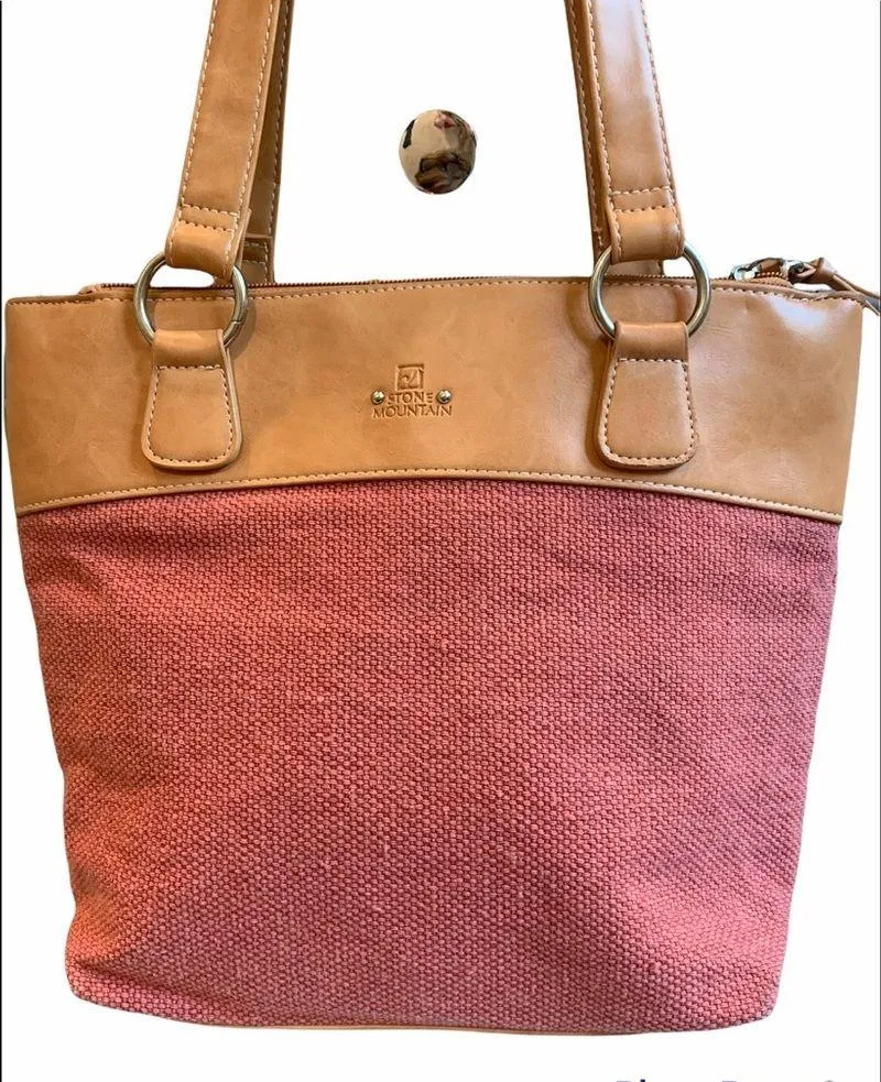 Stone Mountain Coral Fabric/Leather Shoulder Bag - Image 4