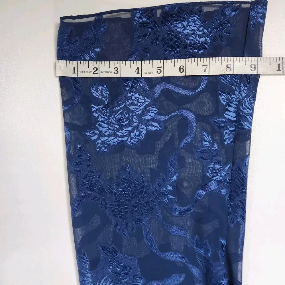 Vintage Victoria’s Secret Nightgown Coverup Floral Lace Dark Blue Dainty Sheer - Image 10