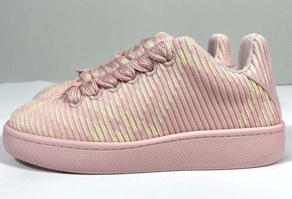 Burberry Knit Low Top Sneakers Cameo Pink Check Size 36.5 6.5 US NEW - Image 16