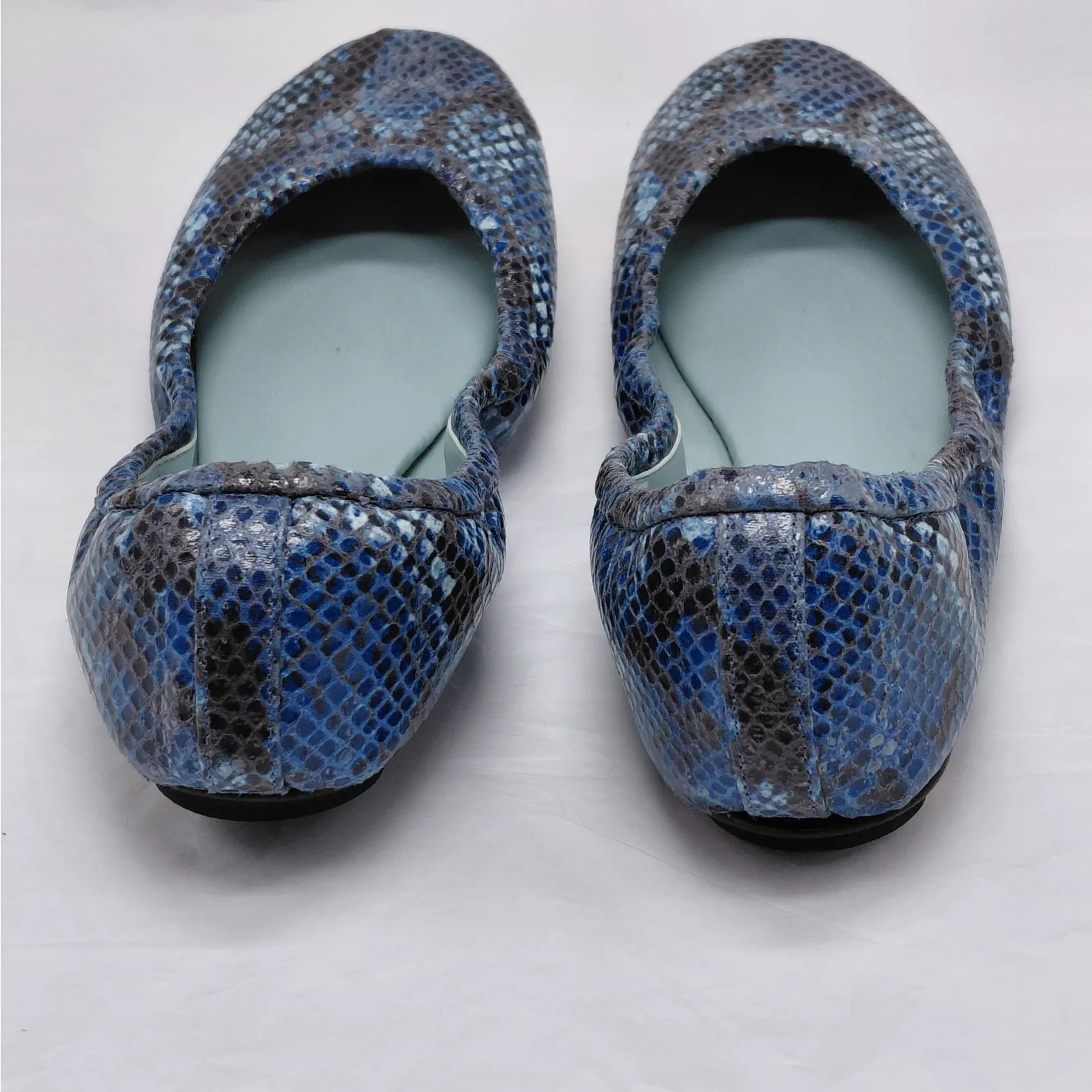 AERA Women’s Blue Snakeskin Ballet Flats 36.5 US 6 Vegan Italy Luxe Minimalist - Image 5
