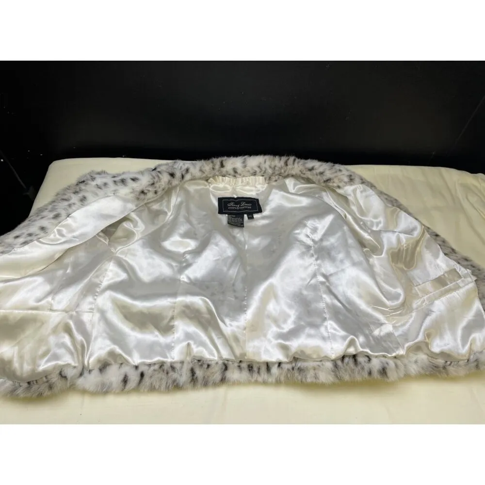 Terry Lewis Classic Luxury Faux Fur Coat Women's White Leopard Size PS SKU 5694 - Image 6