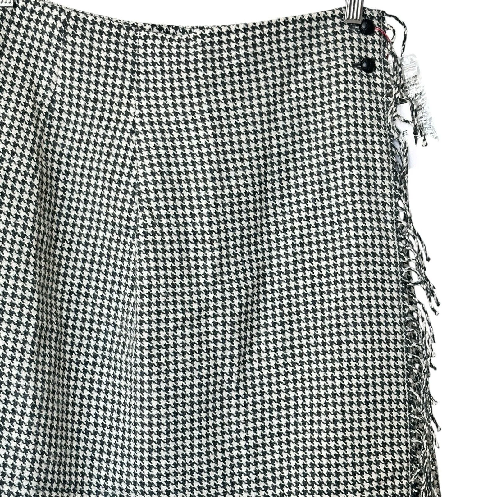 NWT INES DE LA FRESSANGE x UNIQLO Wool Houndstooth Wrap Fringe grunge Skirt 6 - Image 11
