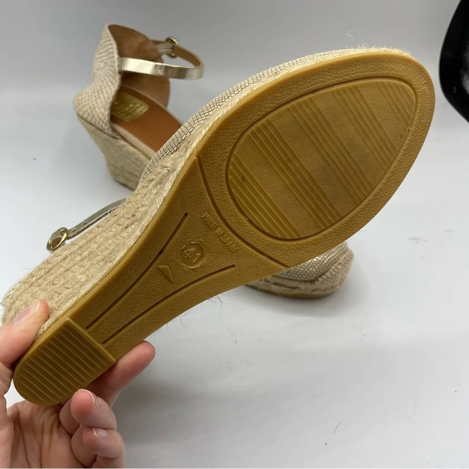 Kanna Gold Platform Espadrille Wedges Sandals Womens 11 Beachy Resort Vacation Tan - Image 5