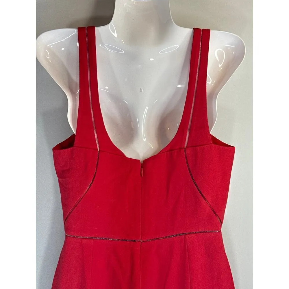 Jonathan Simkhai Crepe Combo Mini Ruffle Dress in Fire‎ Red Size 6 NWT - Image 9