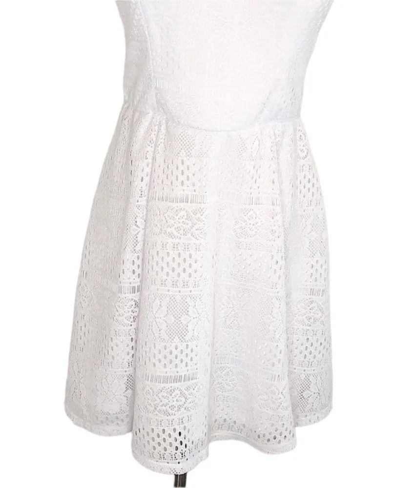 White Lace Fit and Flare Dress As You Wish Size M - Image 3